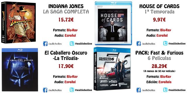 Chollos del día: "Saga Indiana Jones", "Trilogía de El Caballero Oscuro" y "House of Cards"