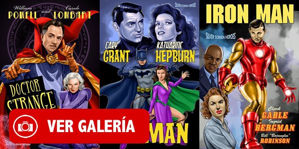 Posters de películas de superhéroes protagonizas por actores clásicos