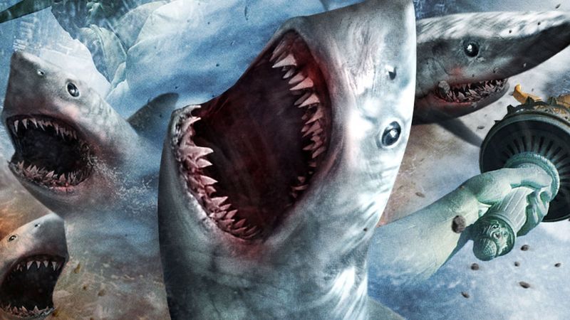 Póster de "Sharknado 6" que incluirá viajes en el tiempo, dinosaurios y el Arca de Noé