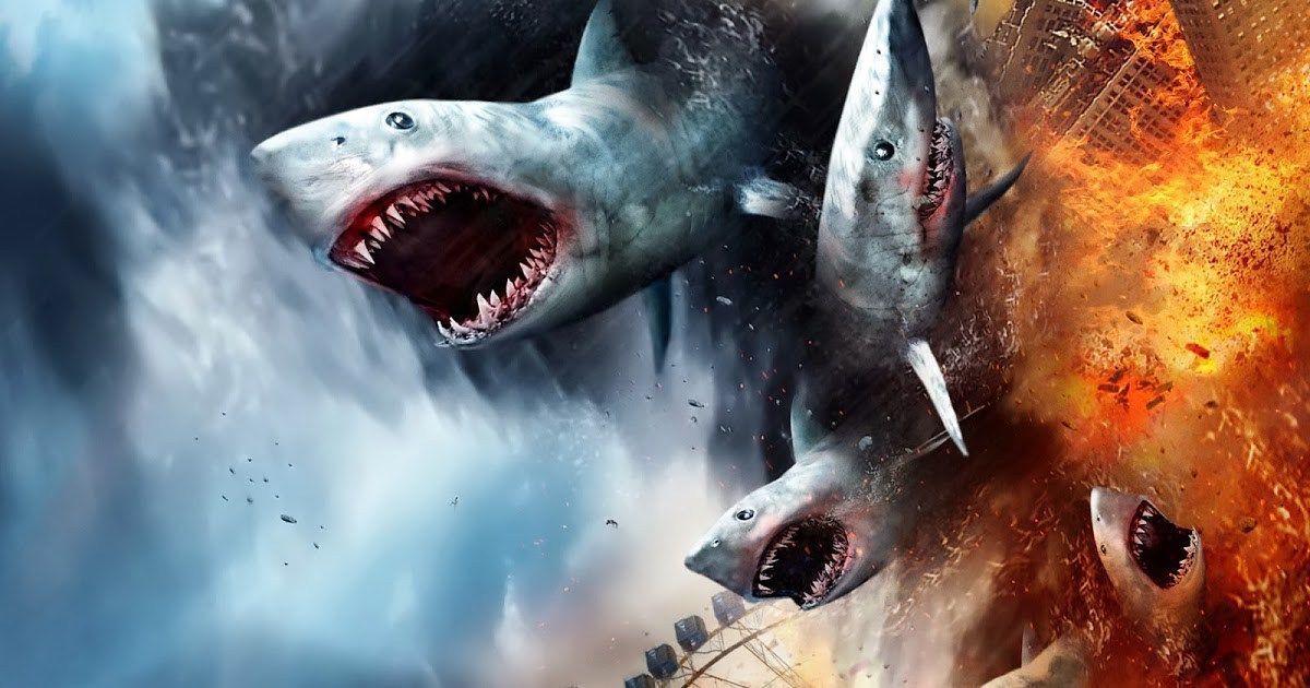 "El Último Sharknado": Póster con dinosaurios, castillos y locurones