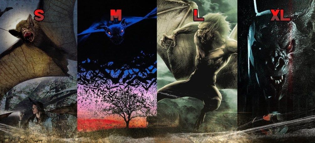 Evolución de los Murciélagos en el cine: 60 películas con ellos ordenados por tamaño