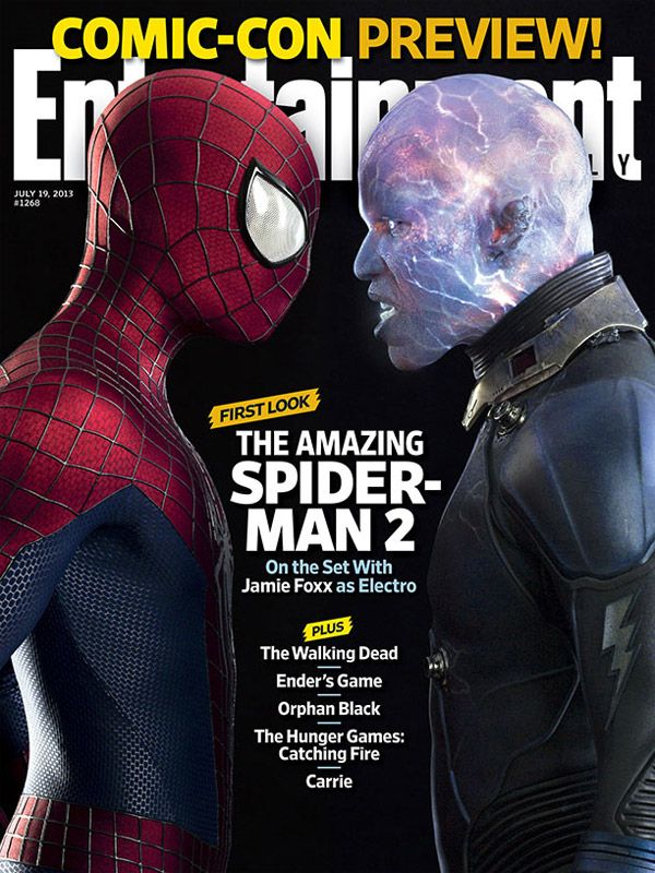 Spiderman y Electro frente a frente en la portada de EW 